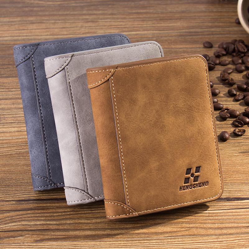 

Men Wallet Leather ID Holder Clutch Coin Purse Wallet Frosted Short Wallets 2020 Men Coin Pocket, Blue