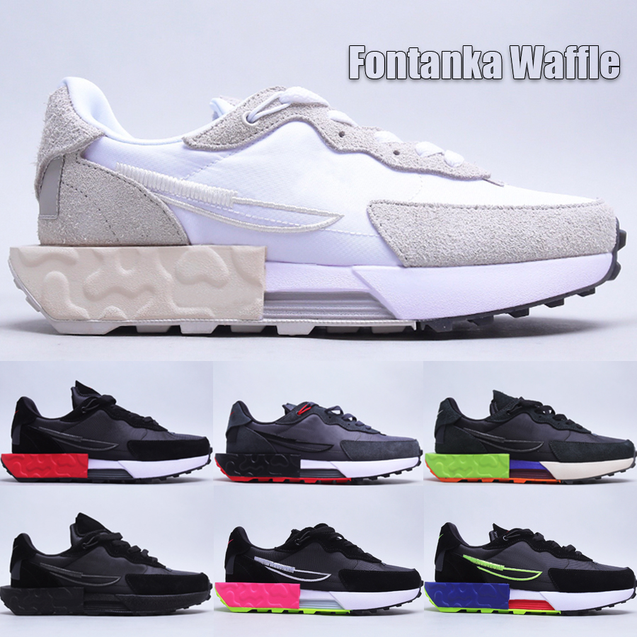 

Newest Fontanka Waffle Men Women Running Shoes Triple Black Volt Pink Royal Outdoor Sports Sneakers Size 36-45, #08 black red