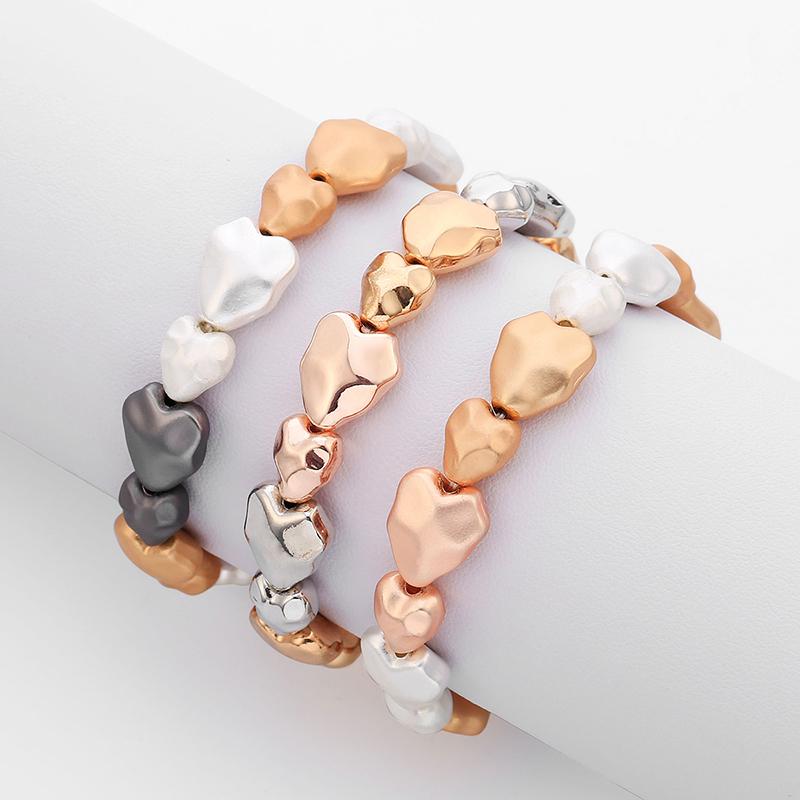 

Vintage Handmade Stone Heart Beads Bracelet For Woman Simple Colorful Adjustable Elastic Rope Bracelets Fashion Jewelry Gifts