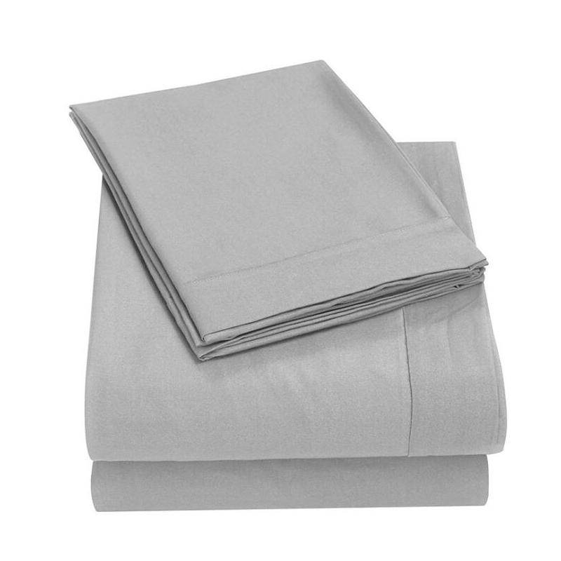 

Bedding Set Fitted sheet Flat sheet Pillowcase 3/4pcs Brushed Microfiber 1800 Count 4 Piece Deep Pocket Bed SetSilver Grey, White