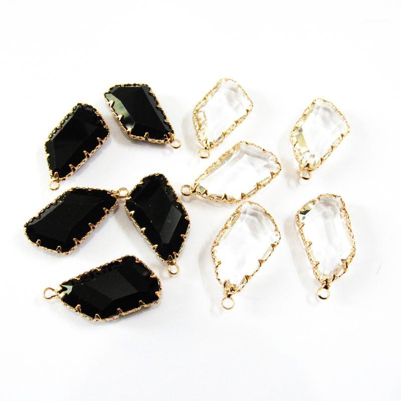 

Wholesale Newest 26mm*15mm 10pcs/lot Clear/Black Glass Rhinestone With Copper Metal Charms For Earring Making Free Shipping1