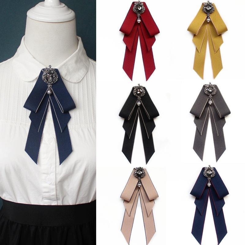 

Neck Ties Vintage Bow Tie Cameo Ladies Head Diamond Ribbon Tassel Brooch Chic Girls Elegant Jewelry Collar Pin Girl Cravat Gift For Men