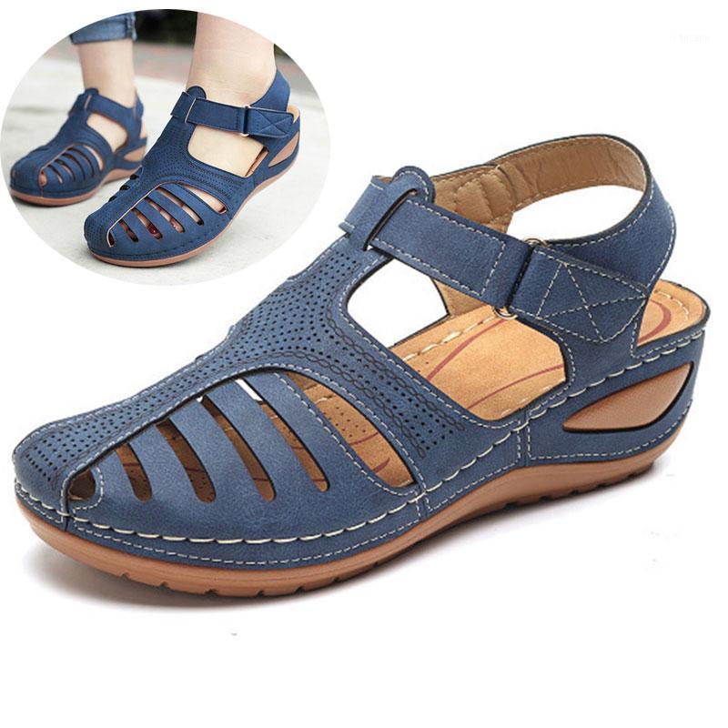 

Women Hollow Round Toe Sandals 2020 New Summer Female Comfortable Beach Sandals Woman Soft Bottom Wedges Shoes Plus Size 441, Black