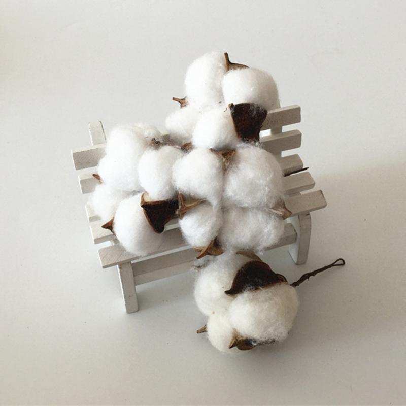 

5pcs Cotton Flower Artificial Single Cotton Boll Decor Stems Dried Flowers for Wedding Party Home DIY, As shown