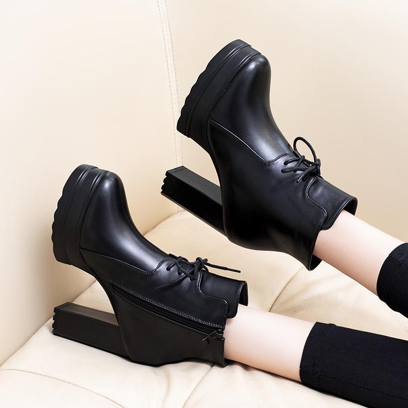 

White Mid-Calf Boots Women's Rubber Shoes Rain Platform Luxury Designer Round Toe Boots-Women Low Leather Fashion