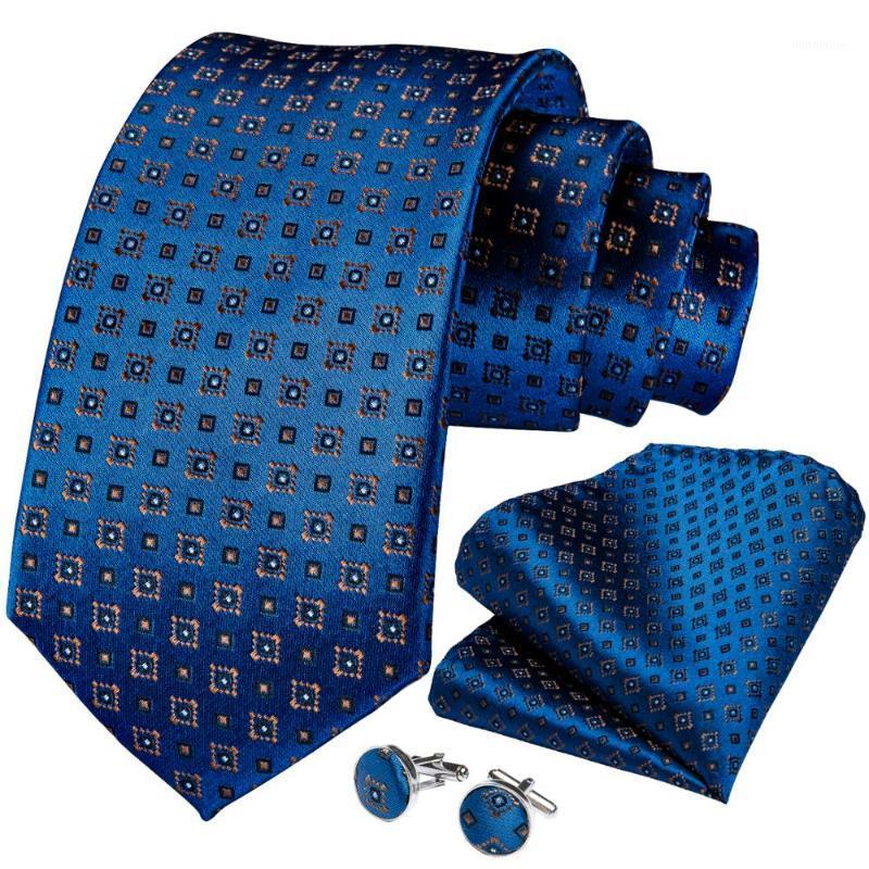 

Fashion Men Tie Bule Solid Dot Wedding Tie For Men Business Dropshipping DiBanGu New Designer Hanky Cufflinks Set SJT-72611