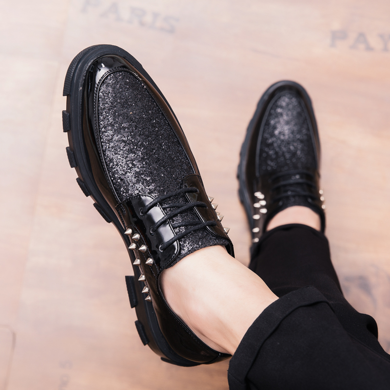 

leather shoes for men club party shoes men classic coiffeur italian oxfords men party shoes wedding dress erkek ayakkabi bona, Black