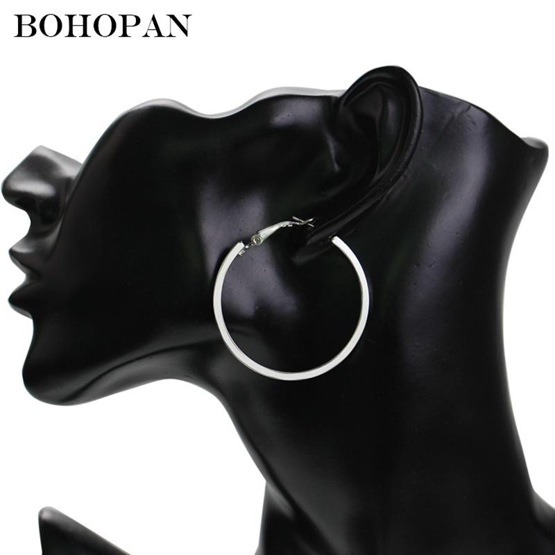 

Bohopan Fashion Hoop Earrings For Women Gold Silver Color Simple Earrings High Quality Female Ear Jewelry Accessories For Party