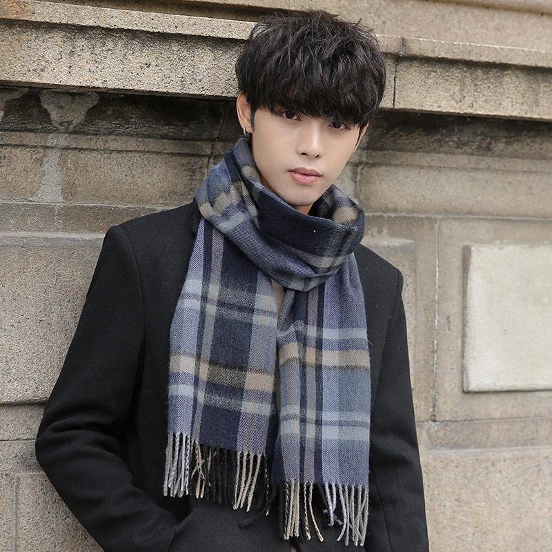 

Winter Wool Scarf for Men Shawls and Wraps Korean Classical Bufanda Hombre Warm Plaid Neck Scarves Male Echarpe