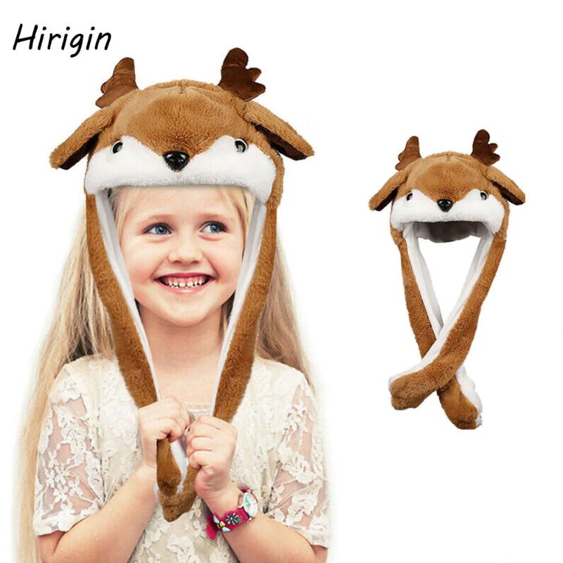 

2020 China Warm Elk/Santa Claus Hat interesting Manual moving Jumping Ear Cute Novel Hat Plush Toy Cosplay Costumes For Women