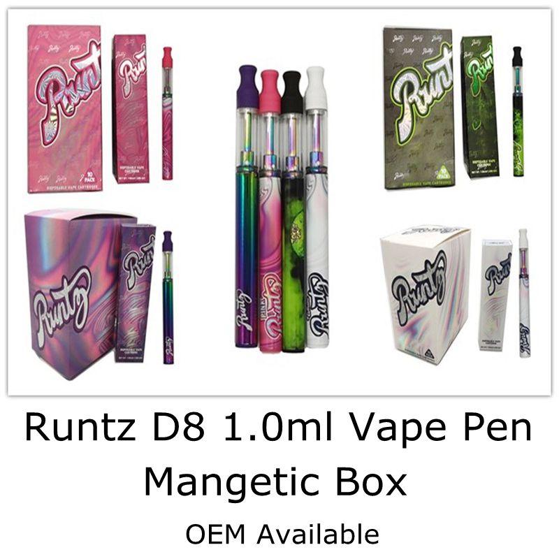 

Runtz D8 Vape Pen 1.0ml Thick Oil Electronic Cigarettes 240mah Rechargeable Battery 4 Colors Empty Disposable Vaporizer Pens Starter Kits