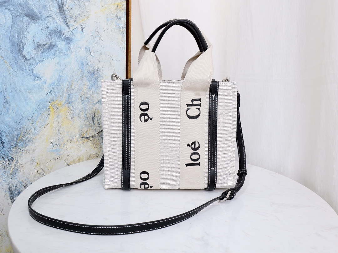 

luxury designer Top Womens handbags WOODY Tote shopping bags Shoulder bags high quality canvas fashion linen Large Beach bag travel Crossbody Wallets Purses, Black + brown leather