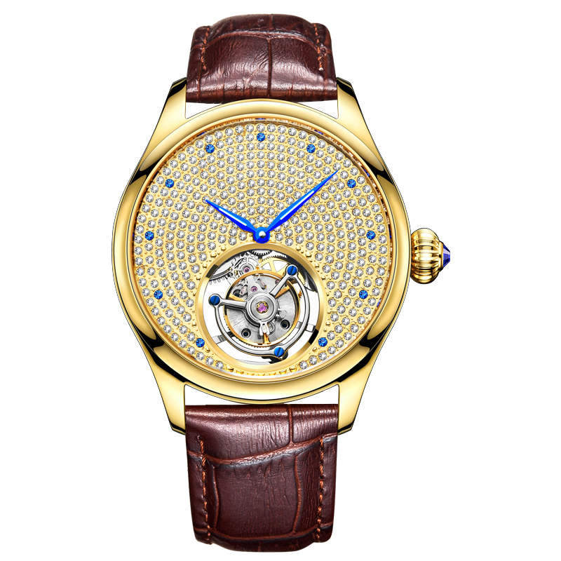 

Merry Christmas to youTourbillon Watch Fashion Business Men Watches Automatic Mechanical Hollow Out Creative Unique Gift Gypsophila Male, Gold