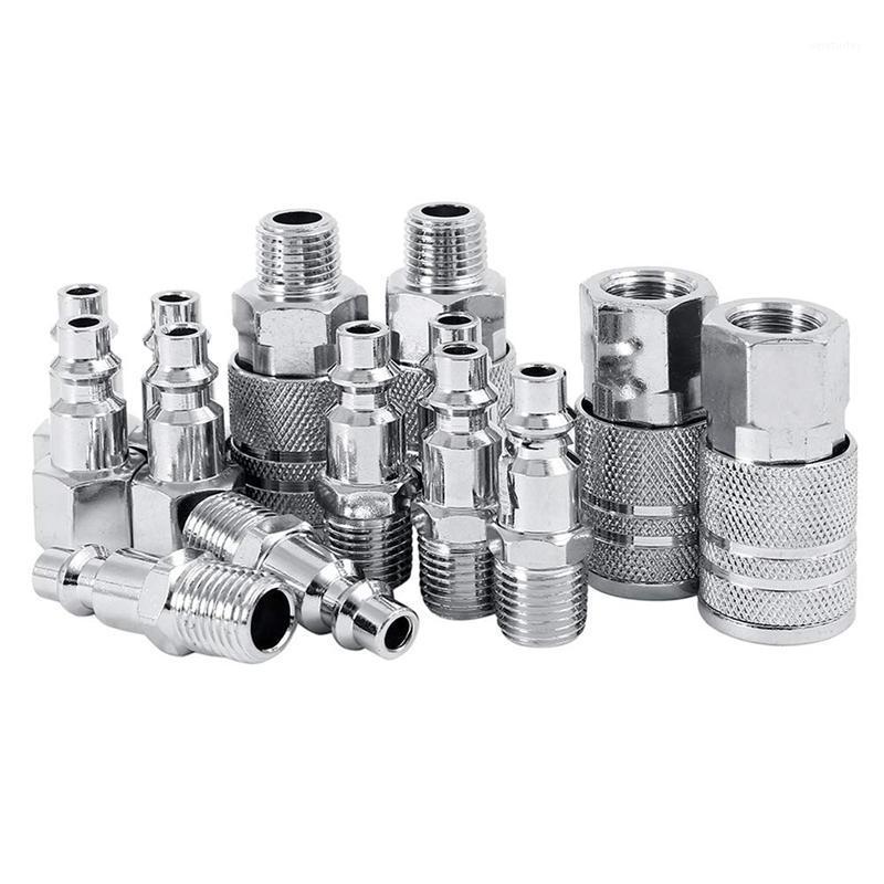 

14pcs Air Line Hose Compressor Fitting 1/4 Inch Bsp Metal Connectors Coupler Male Female Quick Release Set1, Sliver