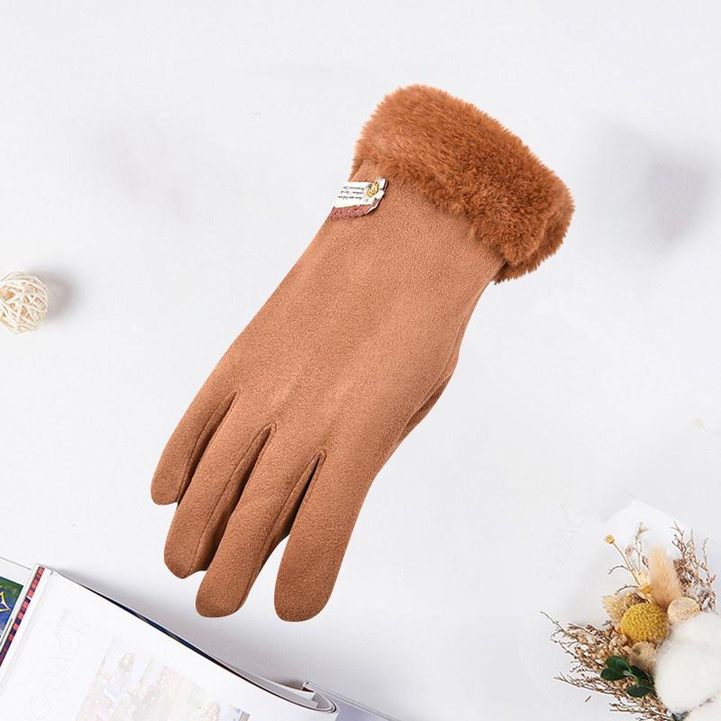 

Five Fingers Gloves Female Women's Suede Warm Winter With T-ouch Screen Autumn And Solid Color For Men