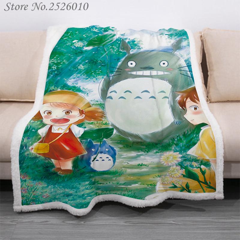 

Throw blanket Anime Totoro 3D Velvet Plush Blanket Bedspread For Kids Girls Sherpa Couch Quilt Cover Travel 03