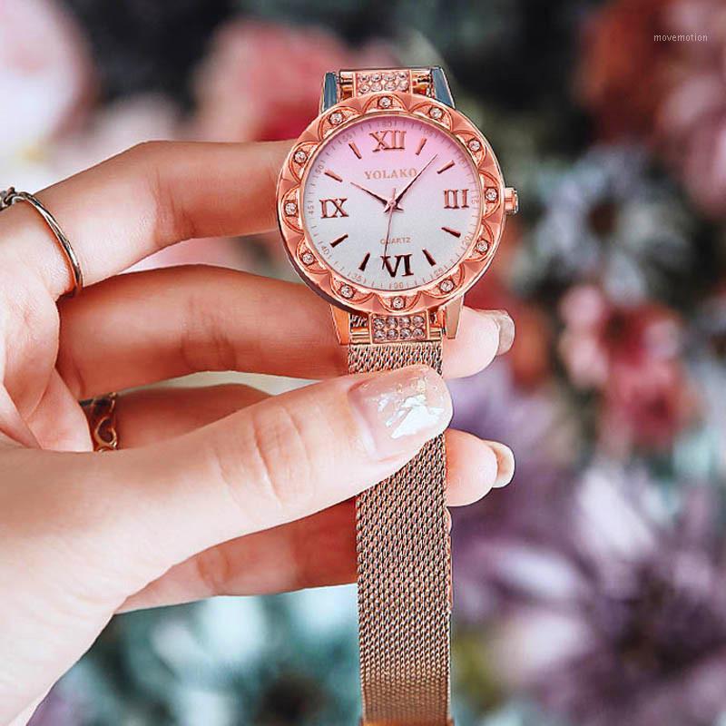 

Diamond Analog Women's Luxury Watch Quartz WristWatch Female Stainless Mesh Strap Simple Casual Gift Reloj De Dama1, Red