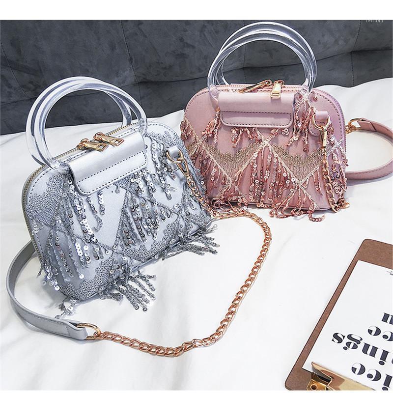 

Ladies Sequins Crossbody Bags For Women Small Shoulder Messenger Bag Special tassel Design Female Travel party Handbags1, Pink