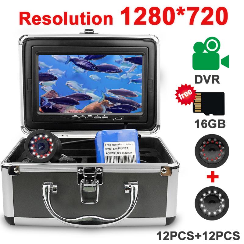 

Fish Finder Underwater Fishing Camera HD 1280*720 Screen 2 Diodes IR Infrared Bright White LED Camera For Fishing Recording DVR