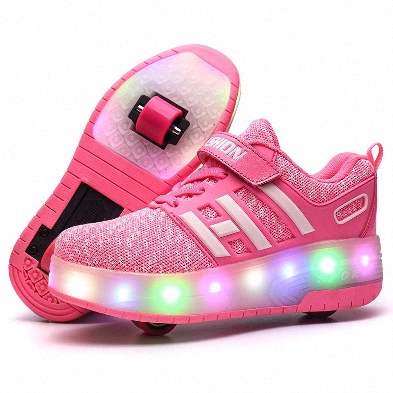 

skate Light Sneakers with Double TWO Wheel Boy Girl Roller Skate Casual Shoe with Roller Girl Zapatillas Zapatos Con Ruedas #Yy0Z