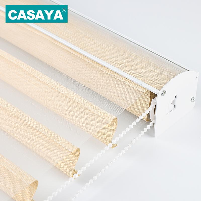 

High Grade Shangri-la Blinds Child Safety Transparent Window Curtains Triple Roller blinds for Living Bed Room Customized Size, White