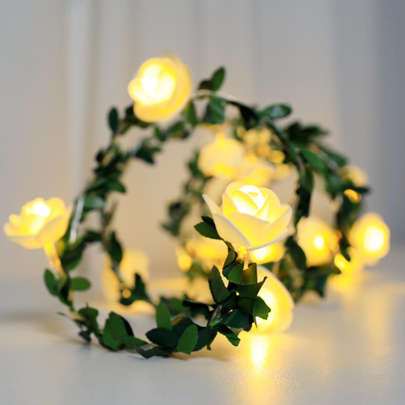 

2M Artificial Eucalyptus Garland Leaves Vine Fake Vines Rattan Artificial Plants Ivy Wreath Wall Wedding Decor With 20LED Lights