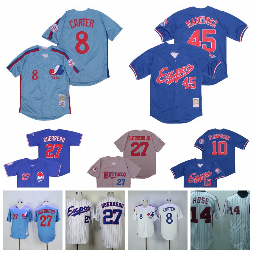 

2000 Vintage Baseball 8 Gary Carter Jersey Cool Base 10 Andre Dawson 14 Pete Rose 27 Vladimir Guerrero Buffalo Bisons 45 Pedro Martinez, 8 blue