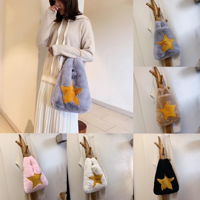 

Women Fashion Plush Open Large Capacity Large Ring Handbag Messenger Casual Bags, Black