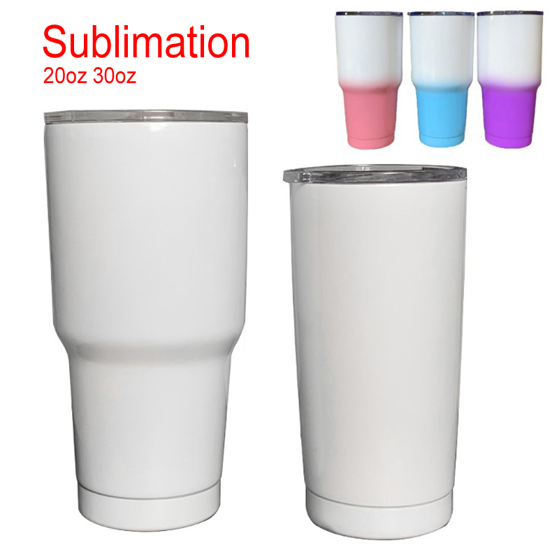 

Fast 20oz 30oz Double Wall Sublimation Tumbler Coffee Mug DIY Large Capacity Beer Tea cup, White