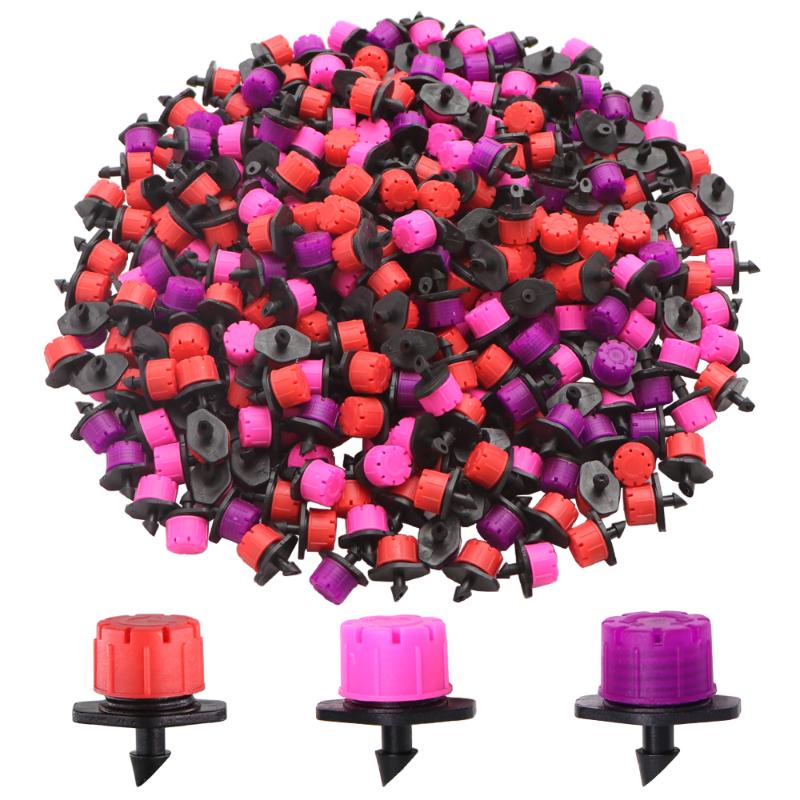 

Garden Adjustable Drip Irrigation 8 Hole Dripper Sprinkler 1/4'' Anti-Clogging Watering Nozzle Emitter For Flower Beds Vegetable, Purple 50pcs