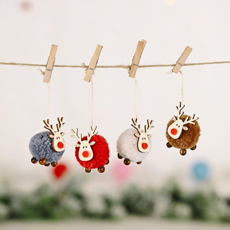 

Cute Felt Wooden Elk Christmas Tree Decorations Hanging Pendant Deer Craft Ornament Christmas Decorations for Home New Year 2021