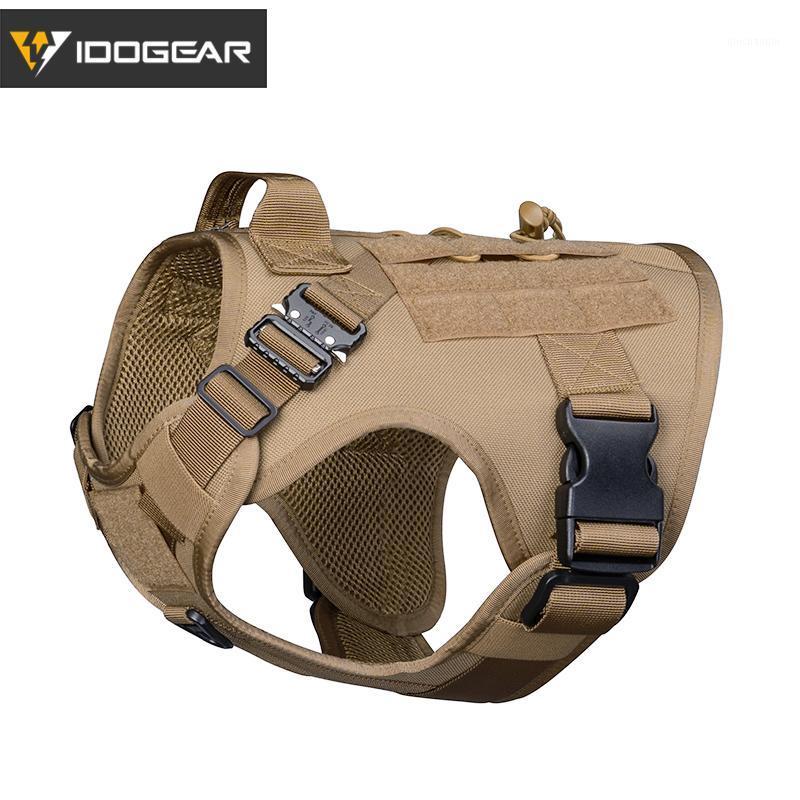 

IDOGEAR Tactical Dog Vest Dog Harness w/ Handle MOLLE Padded Training Tactical Plate Carrier Adjustable 33161, Black