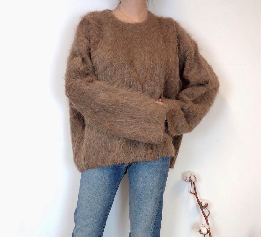 

Women Wollen Trench Wool Blend Coat 2020 Fall/Winter New Cashmere Long Sleeve Drop Shoulder Sweater, Gray