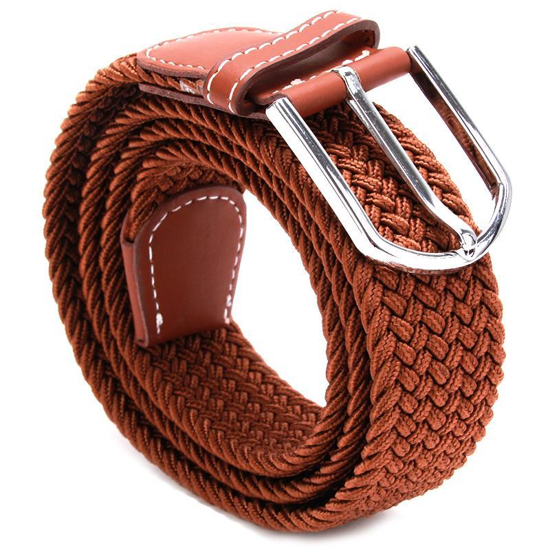 

New Fashion Men Elastic Knitted Belt Metal Buckle Waist Strap Waist Support High Quality Army Tactical Belt 6 Colors, Black