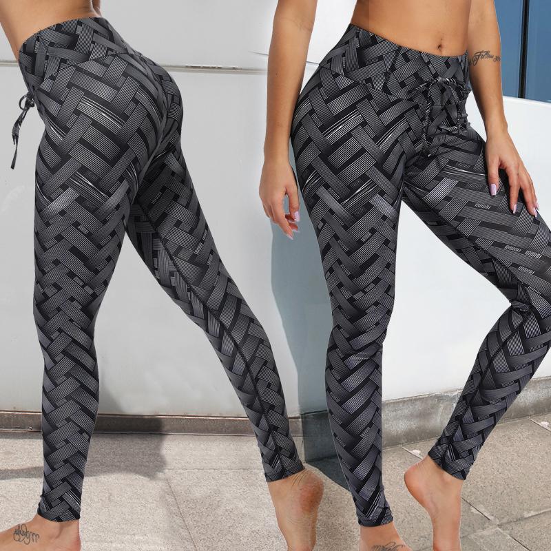 

New Women Yoga Leggings High Quality Push Up Elastic fitnessScrunch Booty Pants High Waist Water droplets Tight Legging, Black