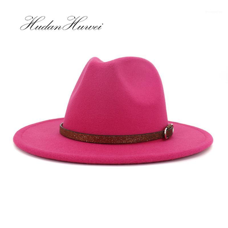 

Solid Men Women New Jazz Woolen Fedora Hat with Wide Brim Gentleman Elegant Lady Winter Autumn Jazz Caps1, White