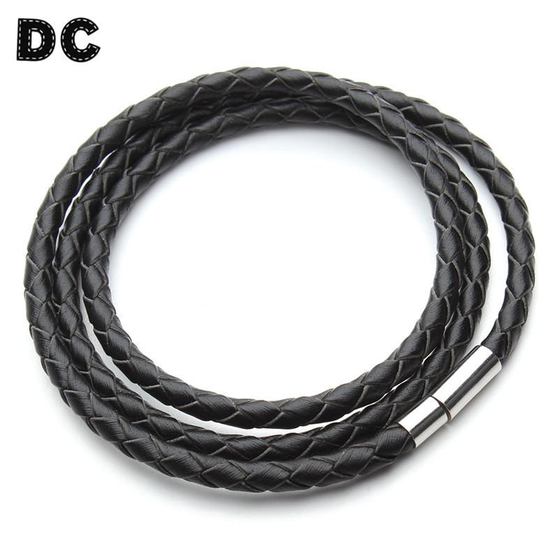 

Fashion Black Brown Braid 100% Genuine Leather Bangle Bracelets Cord Wrap with Magnetic Clasp for Men Women Friendship Jewelry