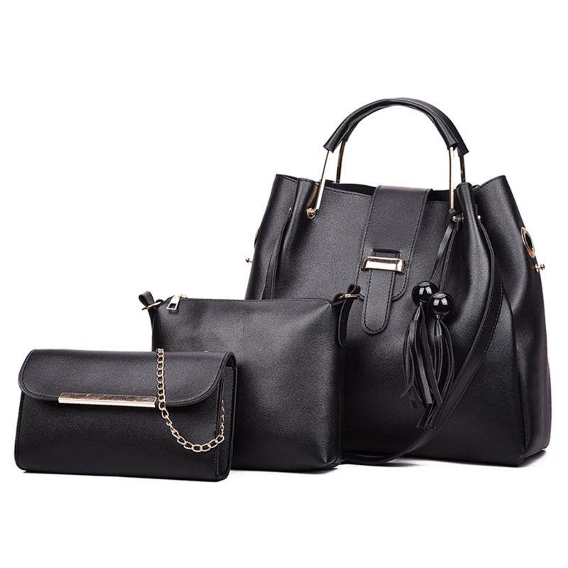 

3Pcs/Set Women's PU Leather Handbag Shoulder Bags Tote Purse Messenger Satchel 28GD, Red