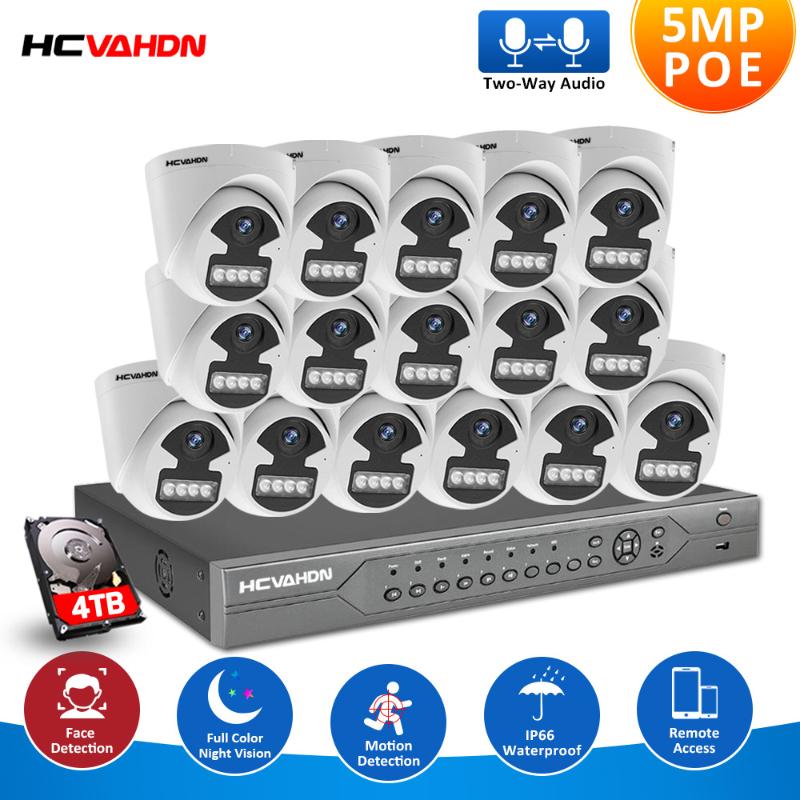 

POE Security Camera System 16CH 8CH 4K POE NVR Kit HD 5MP Full Color Night Vision IP CCTV Video Surveillance Cameras System Set
