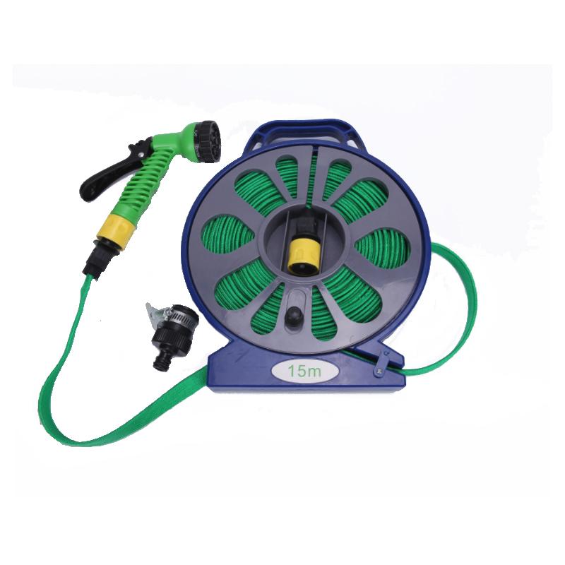 

50ft Flat Turntable Hose Pipe Spray Gun Nozzle With Stand Garden Watering Flower Spray Gun High Pressure Car Wash Water, 15 meter