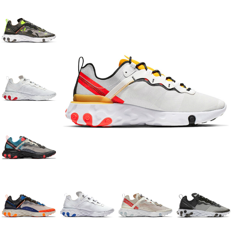 

2021 New React Vision Element 55 87 Triple Black White Anthracite Men Women Running Shoes Iridescent Designer Mens Trainers Sport Sneakers