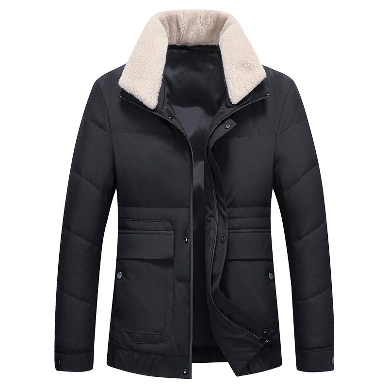 

New White Duck Coat to Lower Fshion Various Pockets From Casual Warm Winter Jacket Men's Masculine Coats 77f8, Black