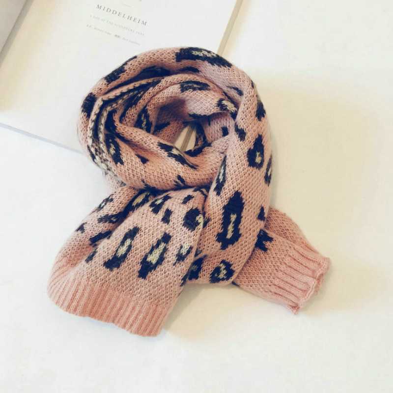 

2020 scarf for boys and girls autumn and winter new color matching leopard wool scarf children's long warm bib