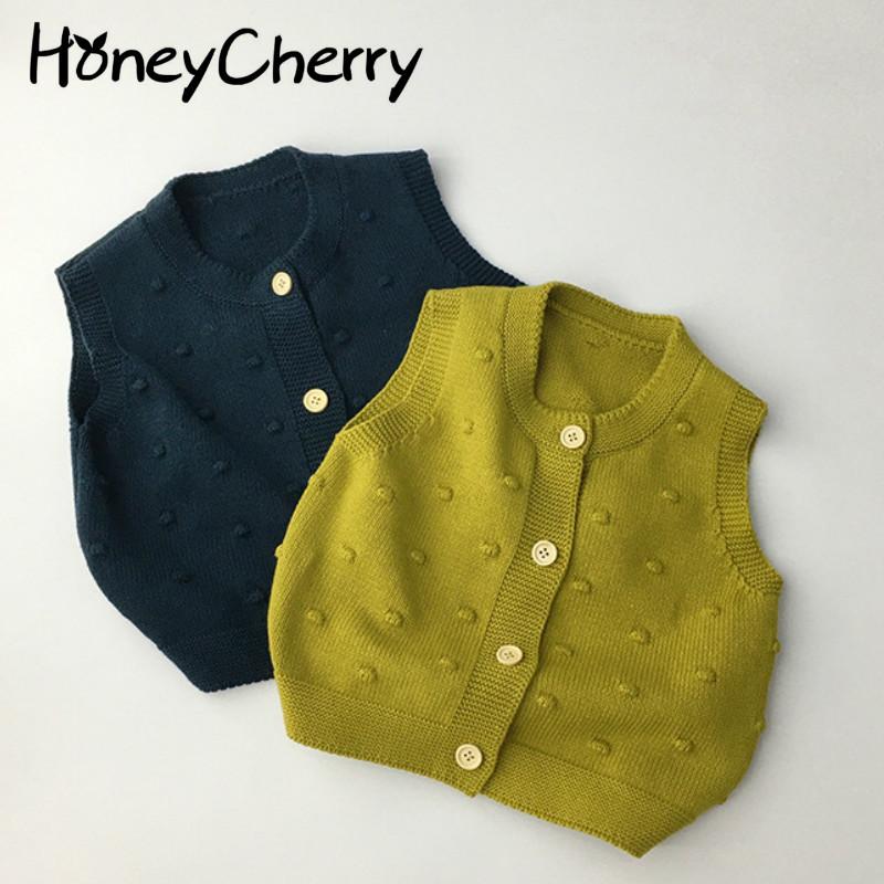 

Baby hit the color sleeveless vest vest spring and solid color knit button-down sweater baby girl sweater, Lemon yellow