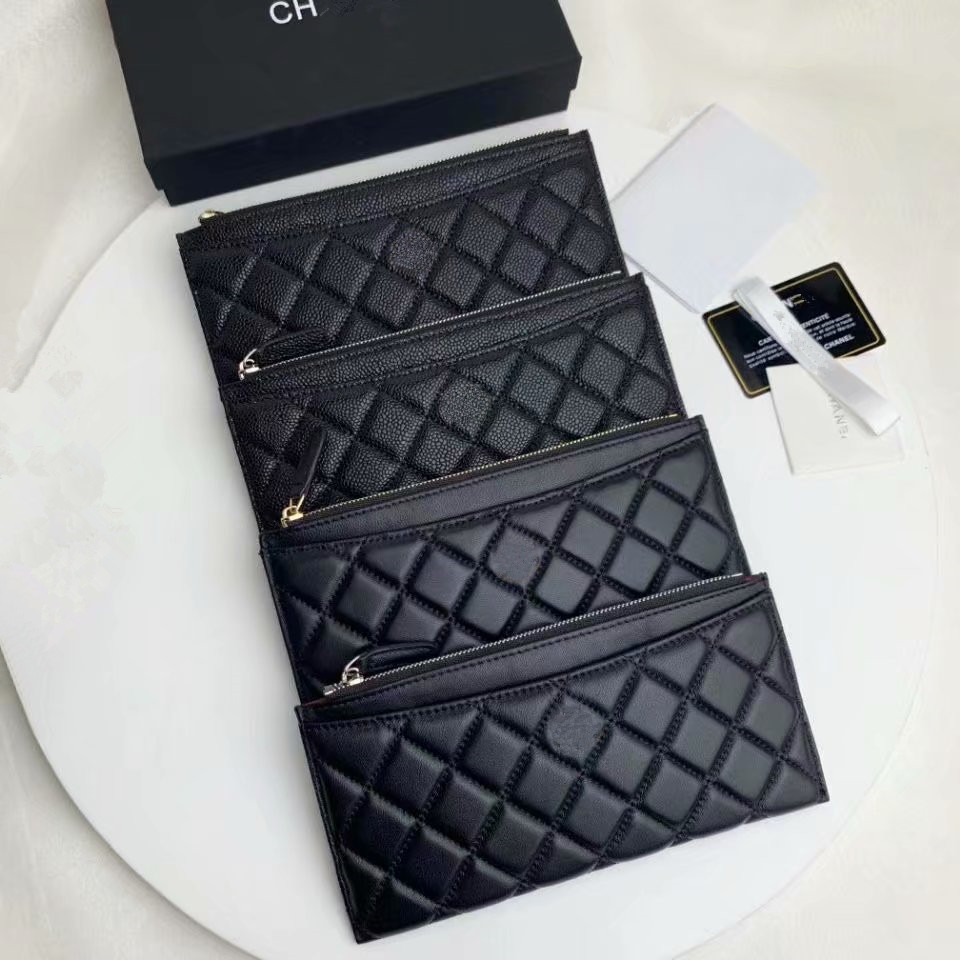 

Hot new wallet Classic man women lambskin real leather Wallet top quality designer Clutch feminine man casual purse caviar Long Wallet, Red;black