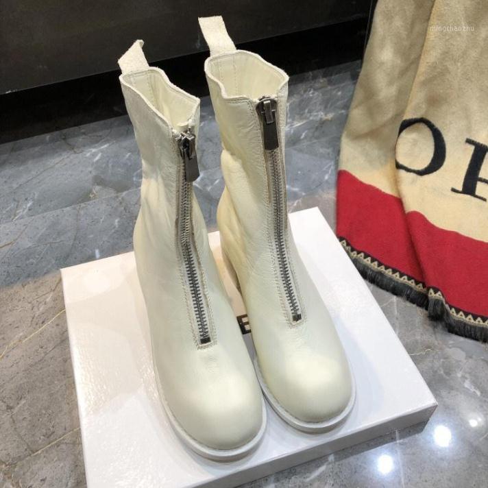

Retro Boots Women Zip Botas Mujer Casual Bota Feminina Leather Shoes Women Mid-calf Botines Mujer 2020 Fashion Zapatos De1, As pic