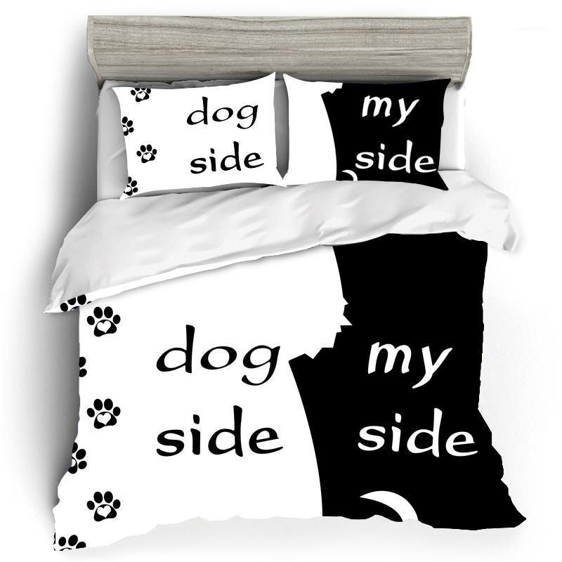 

Letter Simple Black + White Bedding Set Cat/Dog/He And Her Bedclothes Pillowcase Bedding Set Luxury Home Textiles Bed1, Cd1599