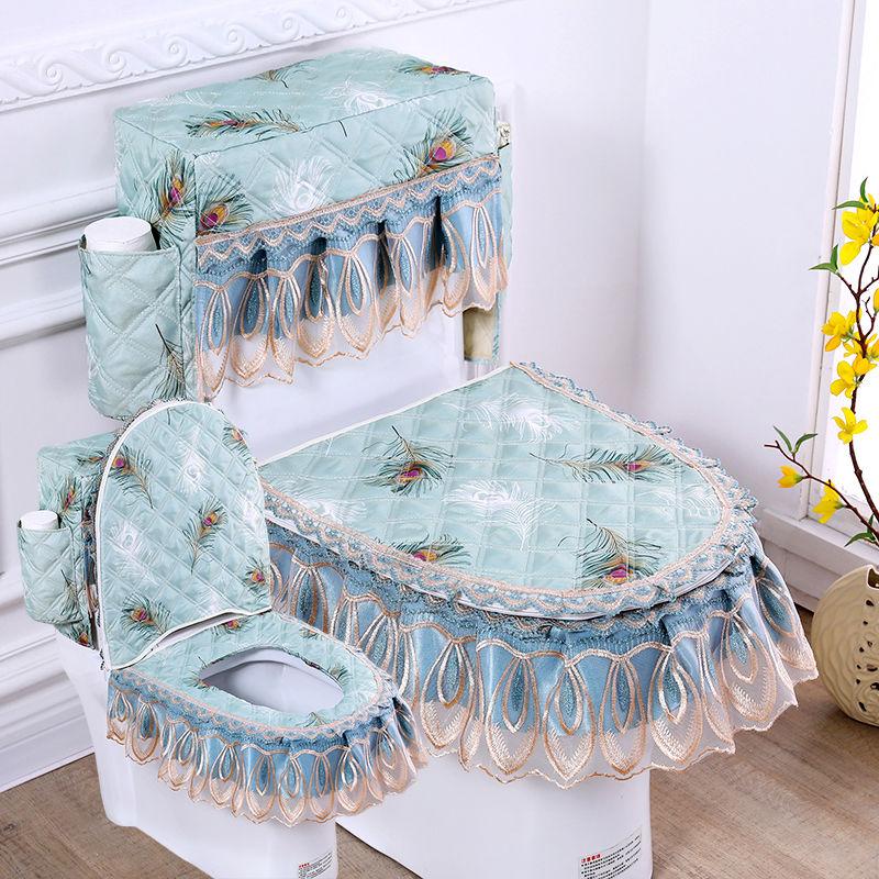 

Fyjafon 3pcs Toilet Seat Cover with storage bag Tank Cover Decoration Toilet Case Bathroom Washable Closestool Seat