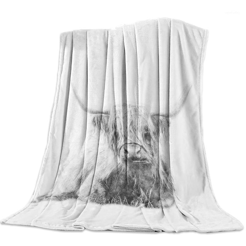 

Portable Soft Blanket Animal Scottish Cow Throw Blanket Warm Sofa Bed Sheets Christmas Decorations For Home Blankets1