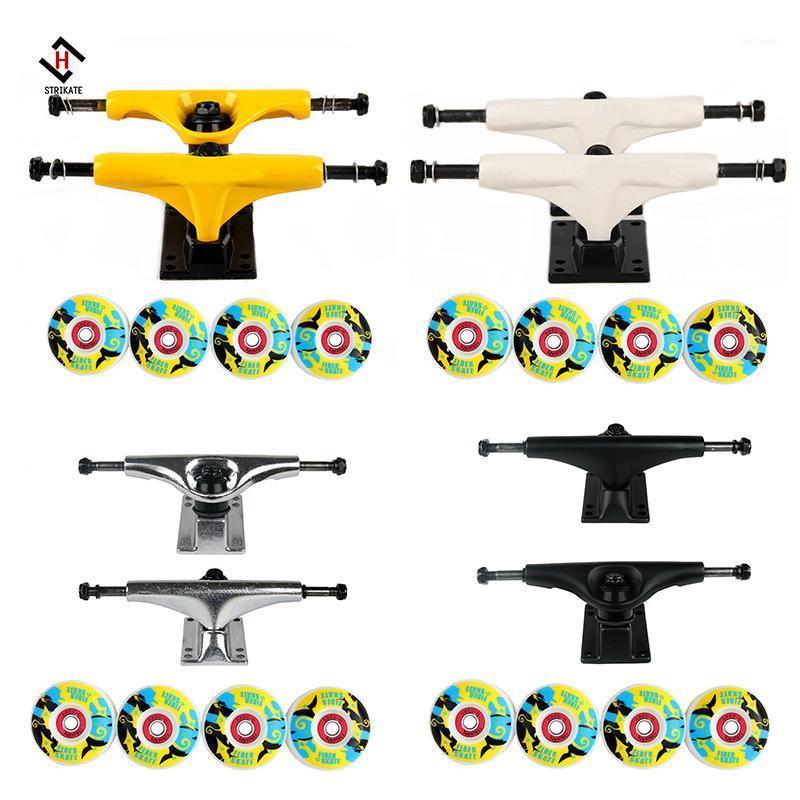 

5inch V style Skateboard truck with Printing wheels Complete ABEC 11 bearing Skateboard truck wheels kit1, Multi